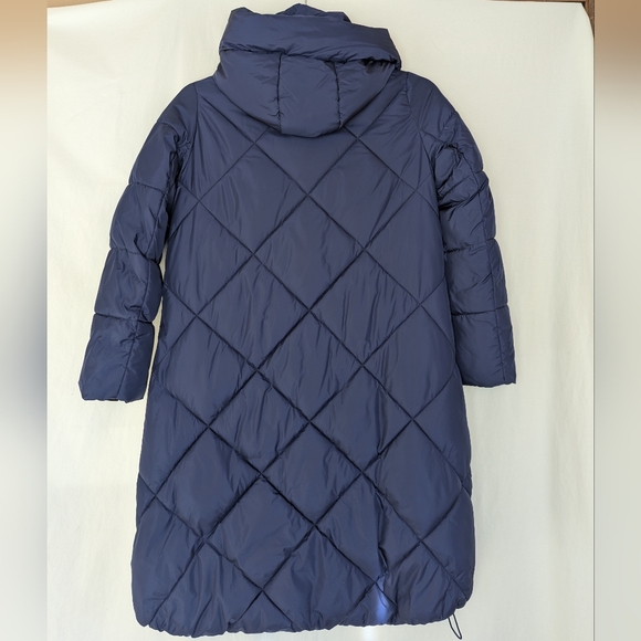 YVYVLOLO Coat Puffer Womens S-M * Quilted Purple Asymmetric Zip Closure Hooded - Picture 2 of 9